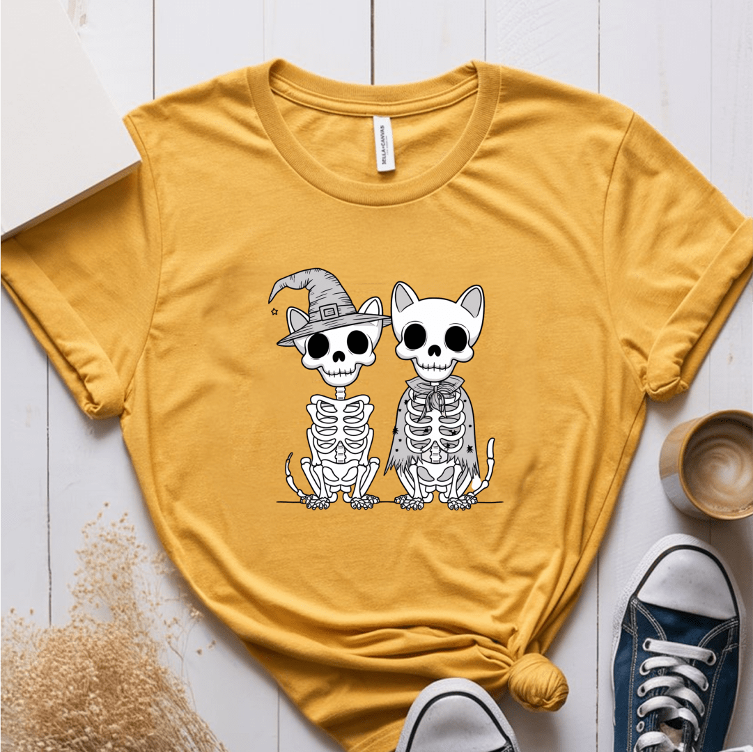 T-Shirt Mustard / S Skeleton Cat Dog T-Shirt