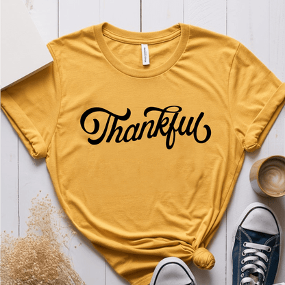 T-Shirt Mustard / S Thankful Cursive T-Shirt