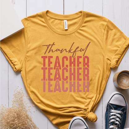 T-Shirt Mustard / S Thankful Teacher Multiple Pink T-Shirt