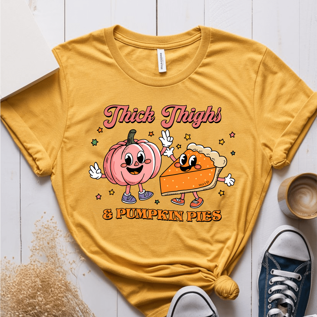 T-Shirt Mustard / S Thick Thighs & Pumpkin Pies T-Shirt