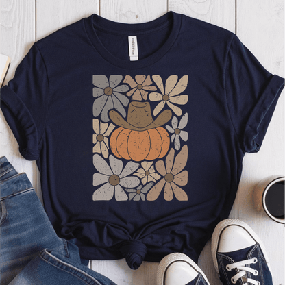 T-Shirt Navy / S Boho Fall Pumpkin T-Shirt