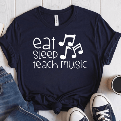 T-Shirt Navy / S Eat Sleep Teach Music T-Shirt