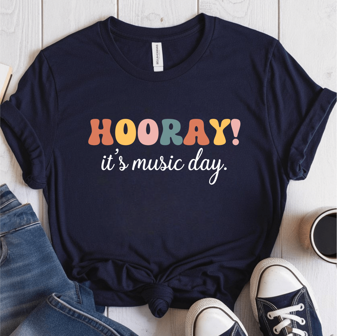 T-Shirt Navy / S Hooray Its Music Day T-Shirt