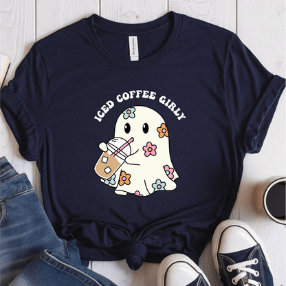 T-Shirt Navy / S Iced Coffee Girly Ghost T-Shirt