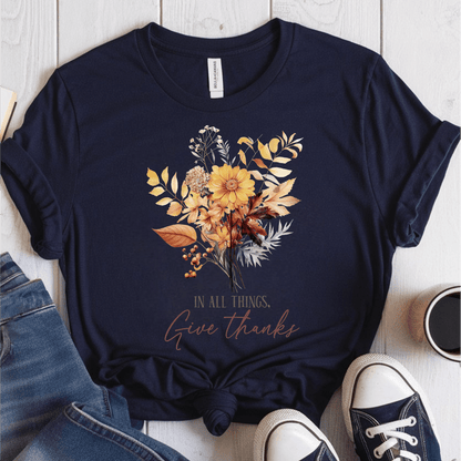 T-Shirt Navy / S In All Things Give Thanks T-Shirt