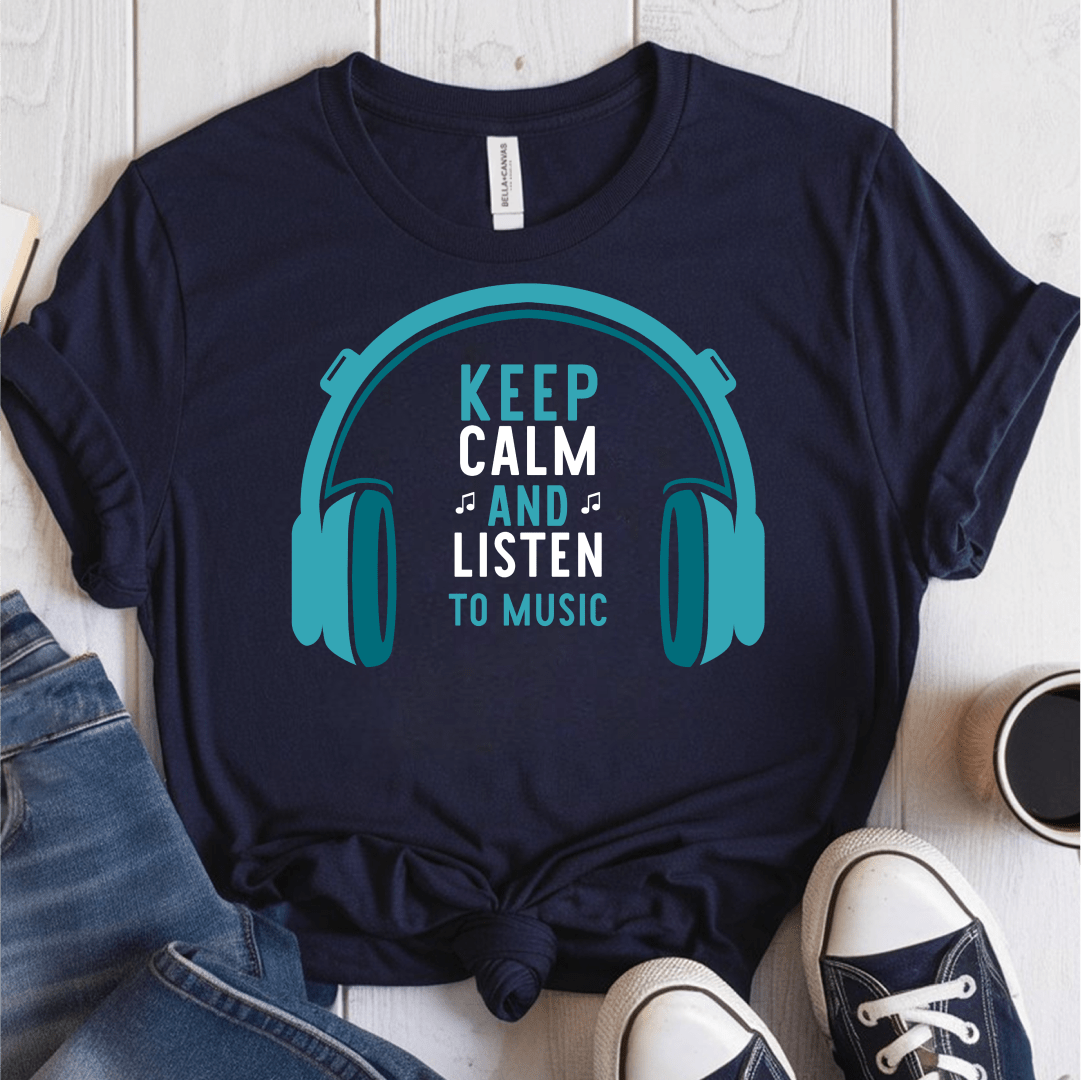 T-Shirt Navy / S Keep Calm And Listen To Music T-Shirt