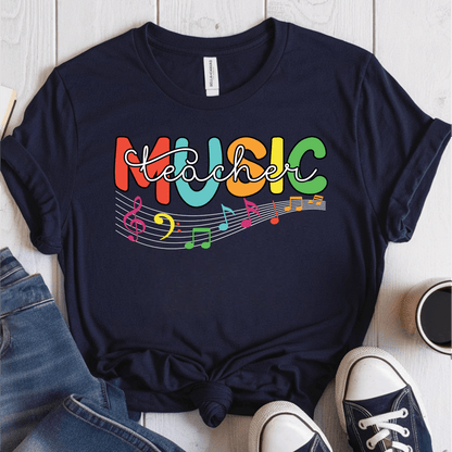 T-Shirt Navy / S Music Teacher Colorful T-Shirt