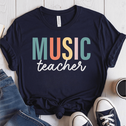 T-Shirt Navy / S Music Teacher Pastel Block T-Shirt