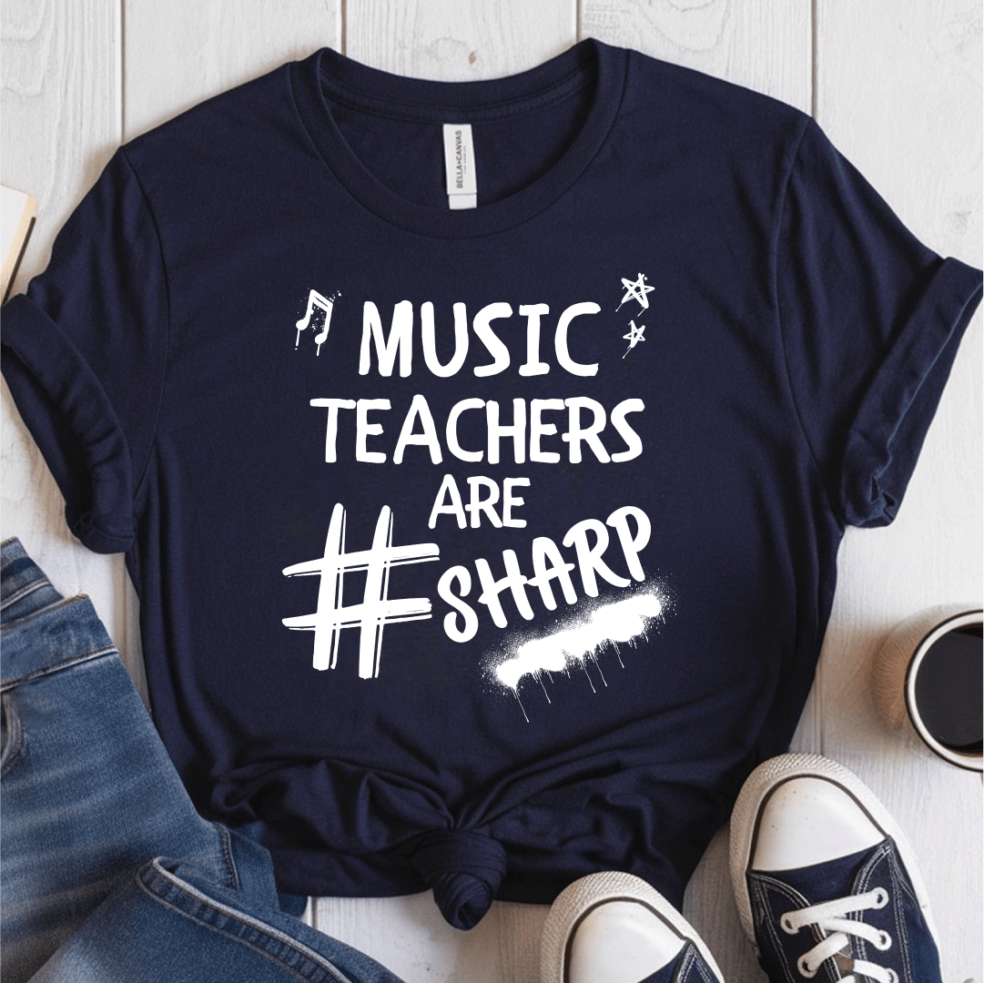 T-Shirt Navy / S Music Teachers Are Sharp T-Shirt