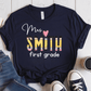 T-Shirt Navy / S Personalized Name And Grade Pencil Heart T-Shirt