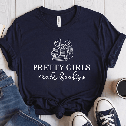 T-Shirt Navy / S Pretty Girls Read Books T-Shirt