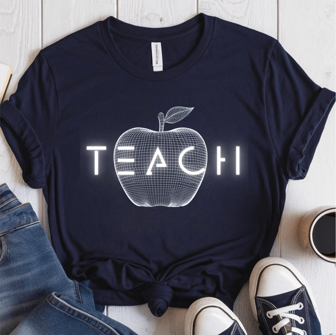 T-Shirt Navy / S Teach Futuristic Apple T-Shirt