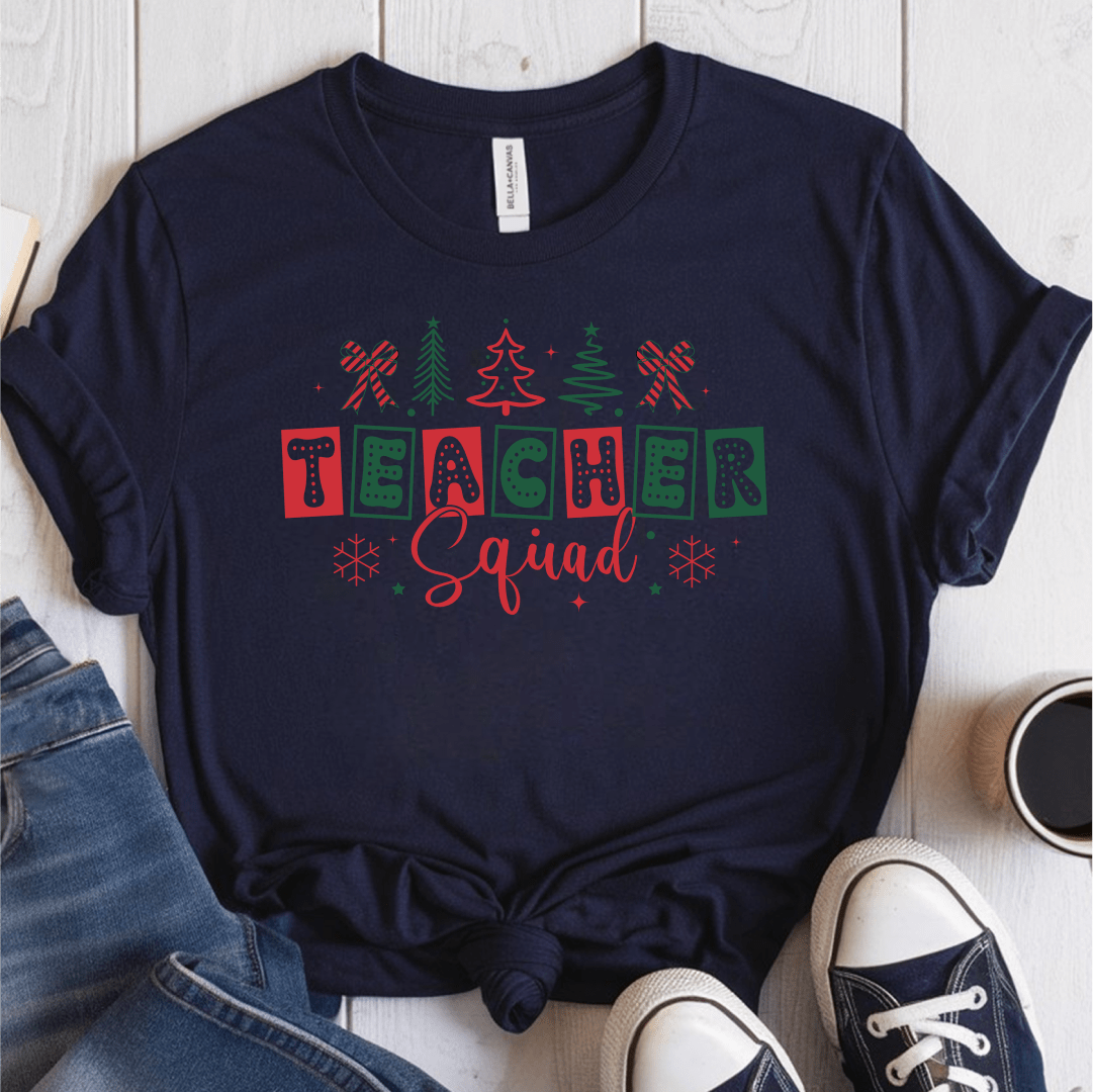 T-Shirt Navy / S Teacher Squad Red Green Boxes T-Shirt