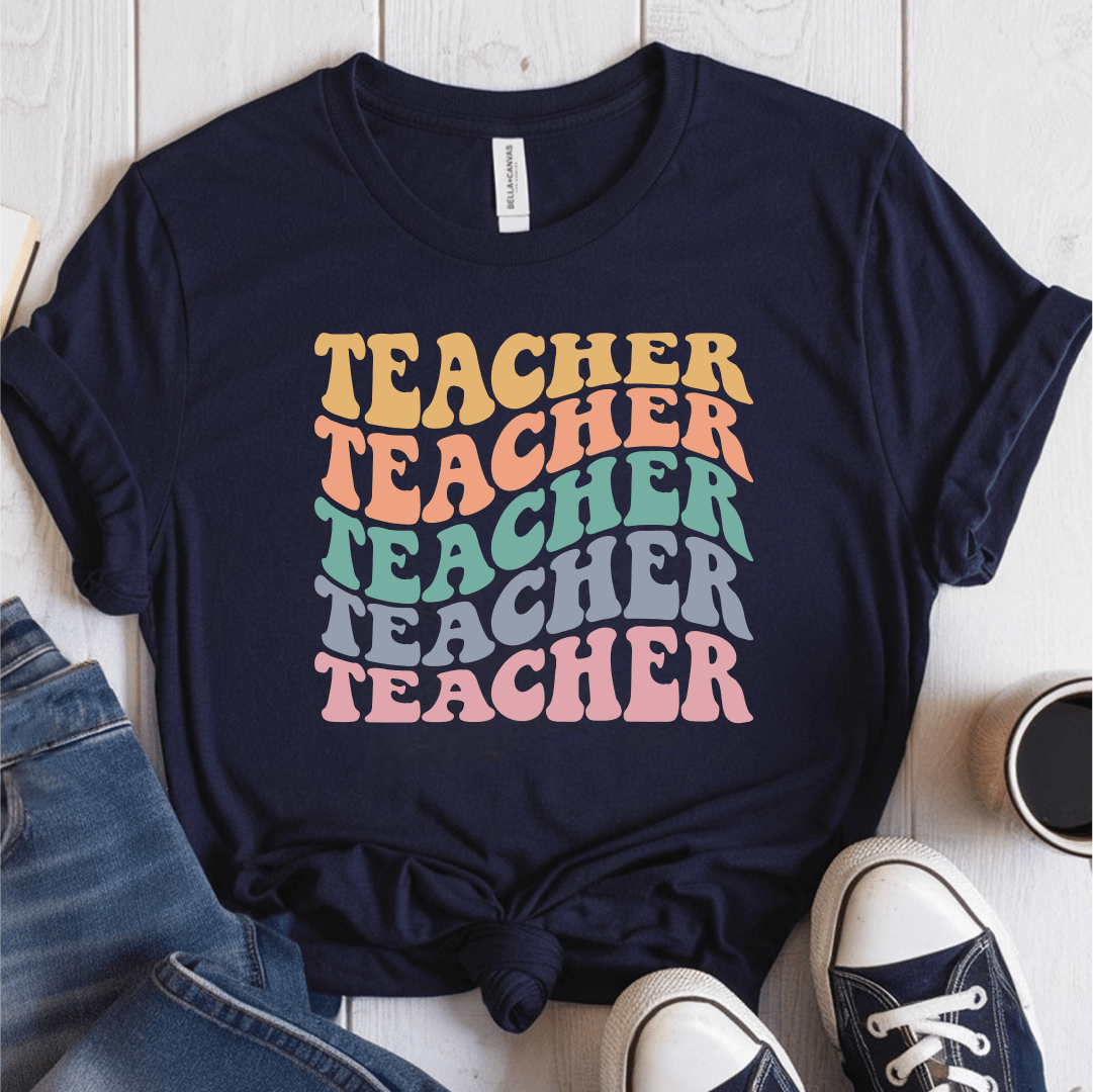 T-Shirt Navy / S Teacher Wavy T-Shirt