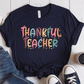 T-Shirt Navy / S Thankful Teacher Pastel Sparks T-Shirt