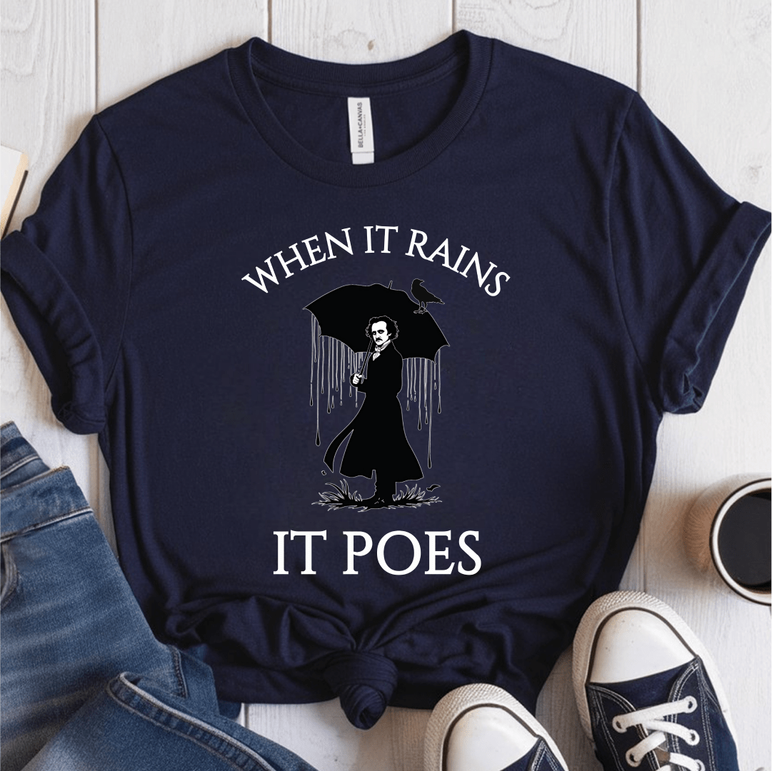 T-Shirt Navy / S When It Rains It Poes T-Shirt