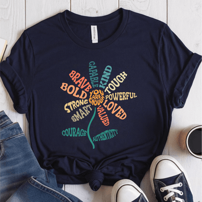 T-Shirt Navy / S You Are Enough Flower T-Shirt