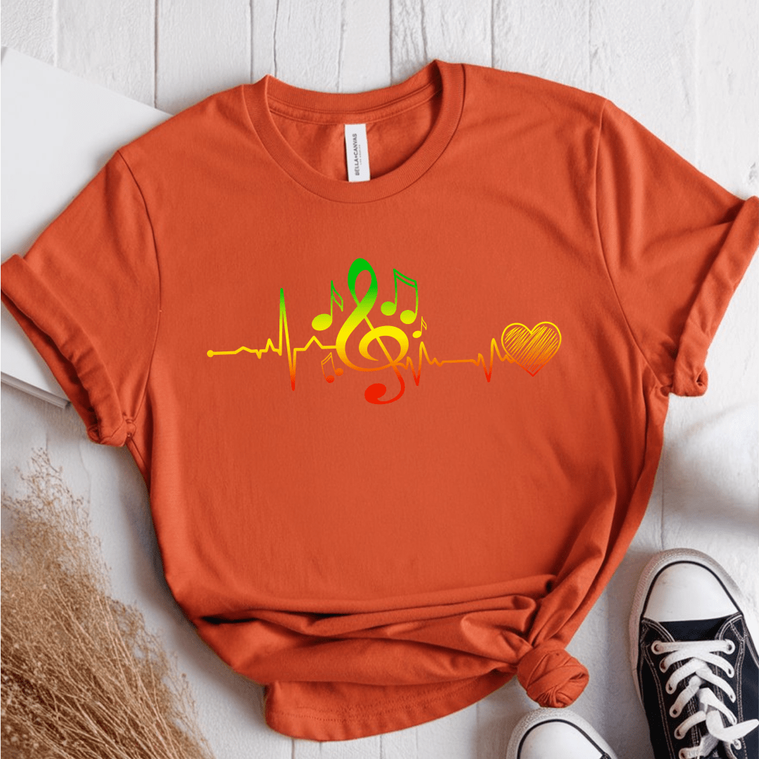 T-Shirt Orange / S Heartbeat Musical Notes T-Shirt