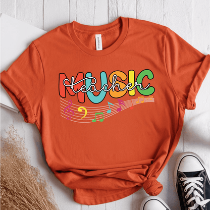 T-Shirt Orange / S Music Teacher Colorful T-Shirt