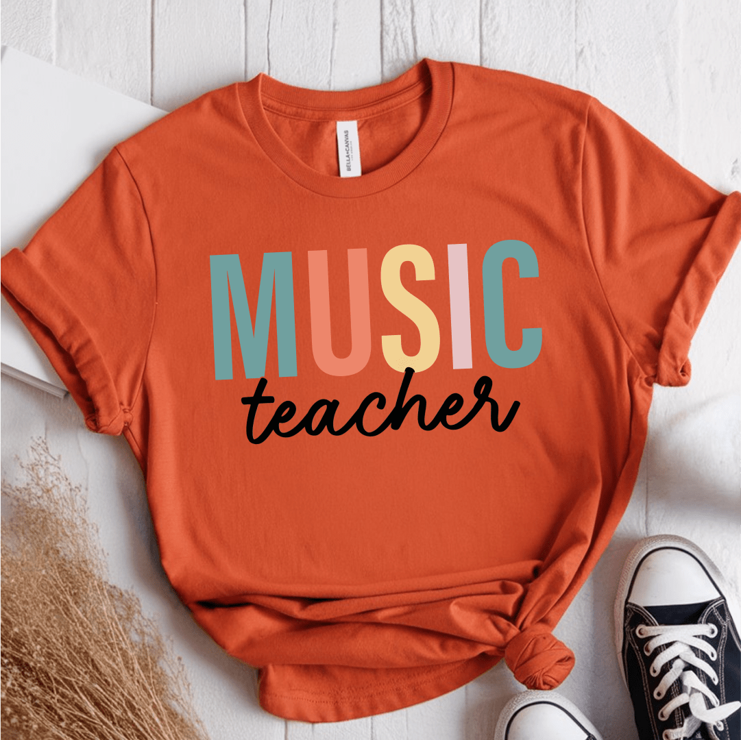 T-Shirt Orange / S Music Teacher Pastel Block T-Shirt