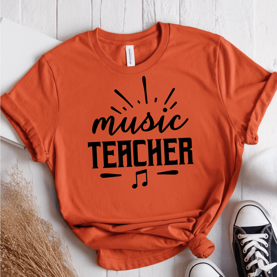 T-Shirt Orange / S Music Teacher Text T-Shirt