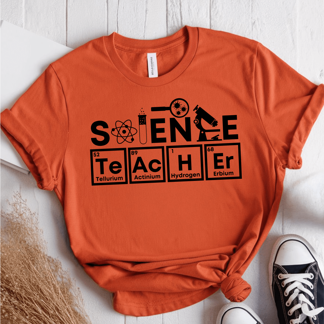 T-Shirt Orange / S Science Teacher Periodic Table T-Shirt