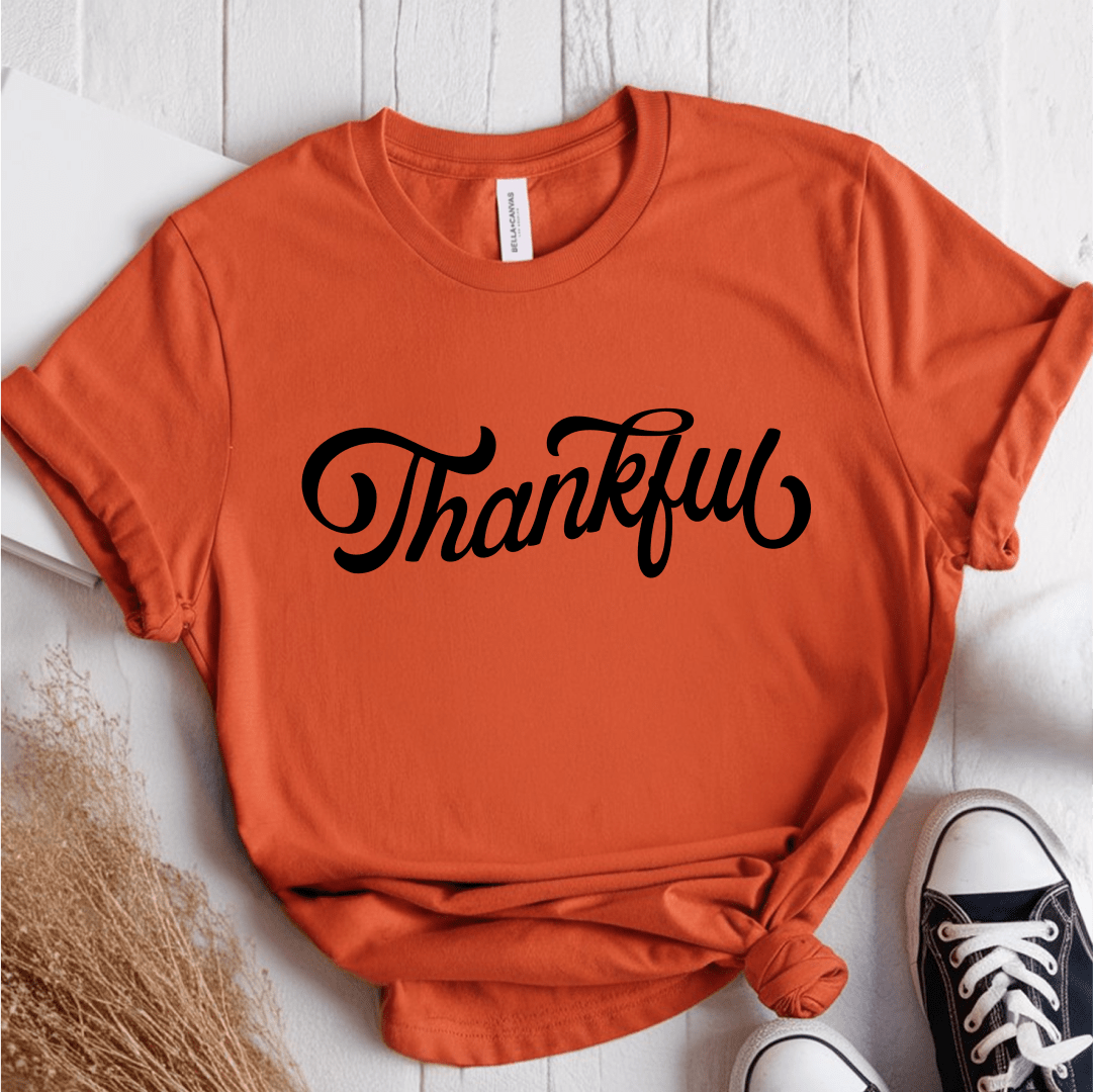 T-Shirt Orange / S Thankful Cursive T-Shirt