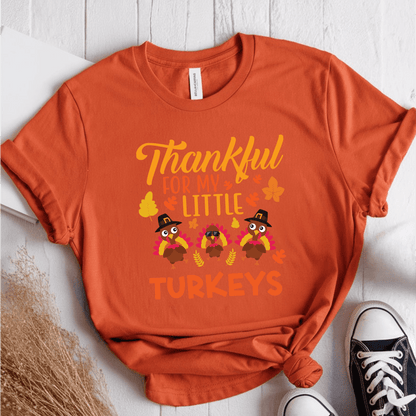 T-Shirt Orange / S Thankful For My Little Turkeys 3 Turkeys T-Shirt