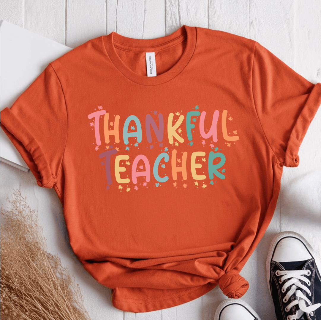 T-Shirt Orange / S Thankful Teacher Pastel Sparks T-Shirt