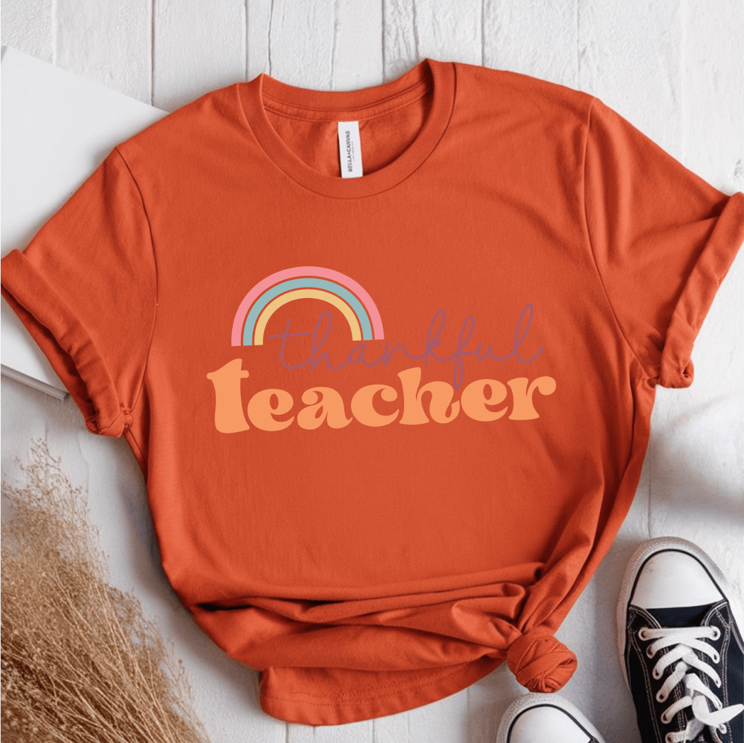 T-Shirt Orange / S Thankful Teacher Rainbow T-Shirt