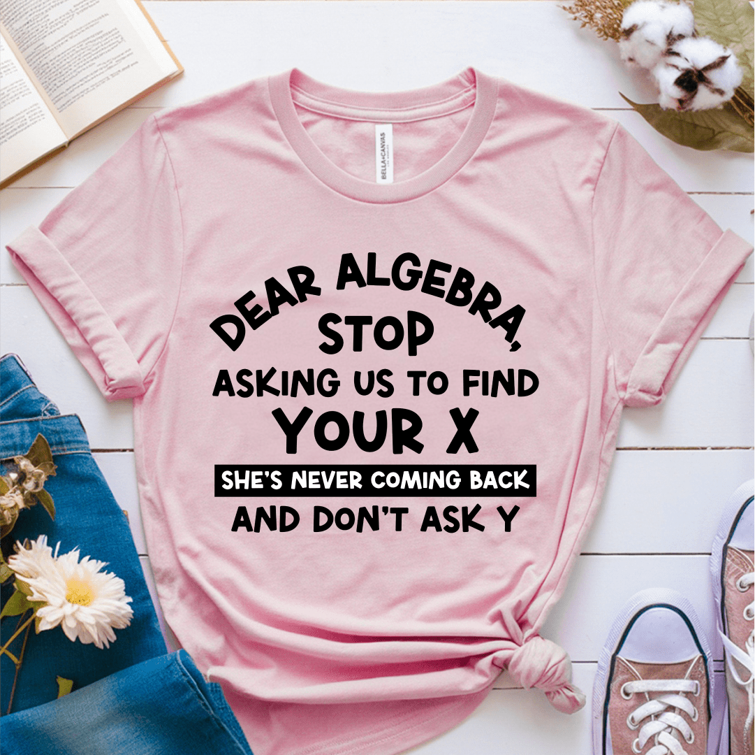 T-Shirt Pink / S Dear Algebra Stop Asking Us To Find Your X T-Shirt