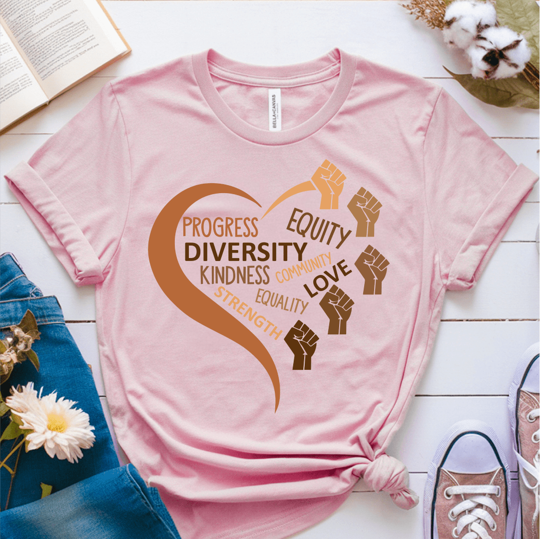 T-Shirt Pink / S Diversity Heart Skin Color T-Shirt