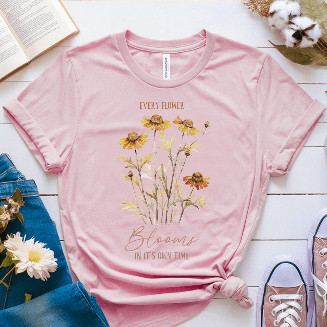 T-Shirt Pink / S Every Flower Blooms In Its Own Time T-Shirt