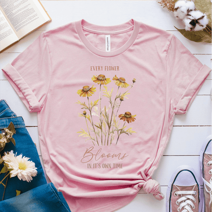 T-Shirt Pink / S Every Flower Blooms In Its Own Time T-Shirt