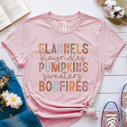 T-Shirt Pink / S Flannels Hayrides Pumpkins T-Shirt