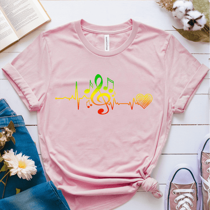 T-Shirt Pink / S Heartbeat Musical Notes T-Shirt