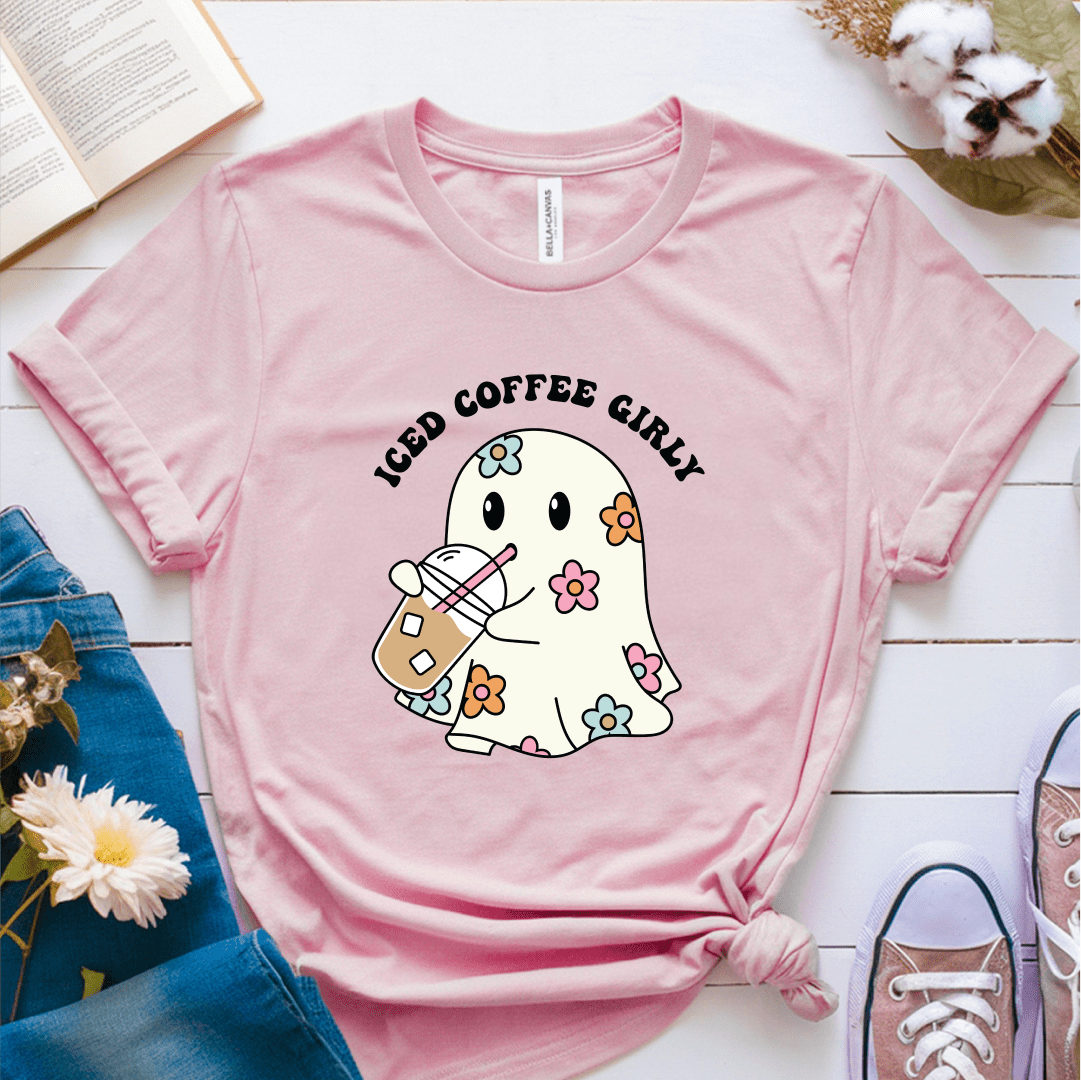 T-Shirt Pink / S Iced Coffee Girly Ghost T-Shirt