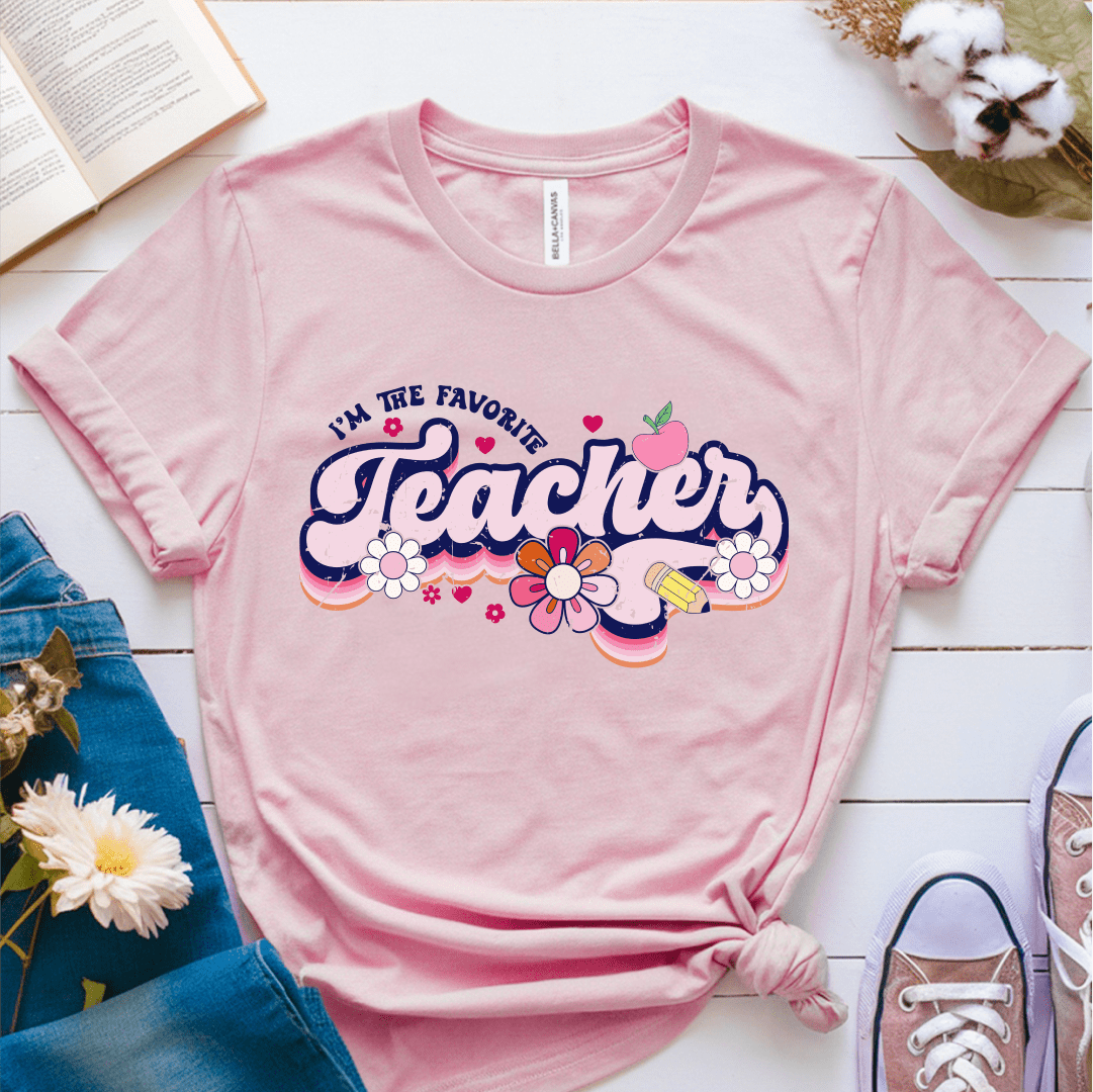 T-Shirt Pink / S Im The Favorite Teacher (pink flowers) T-Shirt