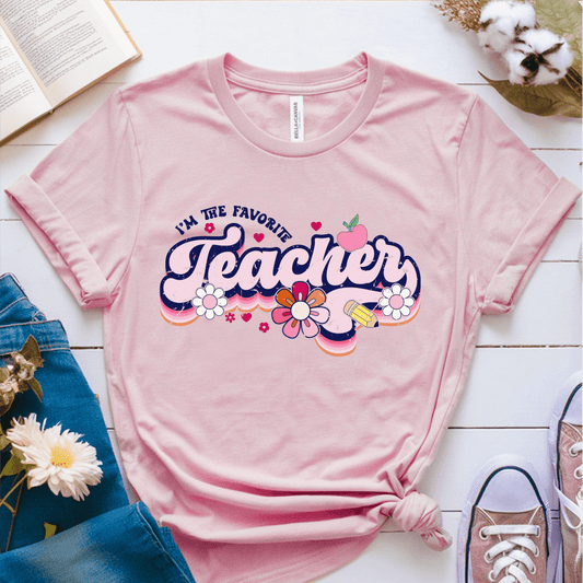 T-Shirt Pink / S Im The Favorite Teacher (pink flowers) T-Shirt