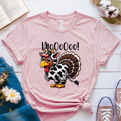 T-Shirt Pink / S Moo Turkey Cow T-Shirt