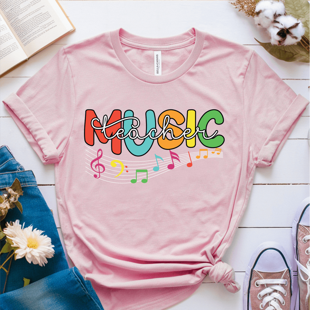 T-Shirt Pink / S Music Teacher Colorful T-Shirt