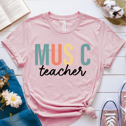 T-Shirt Pink / S Music Teacher Pastel Block T-Shirt