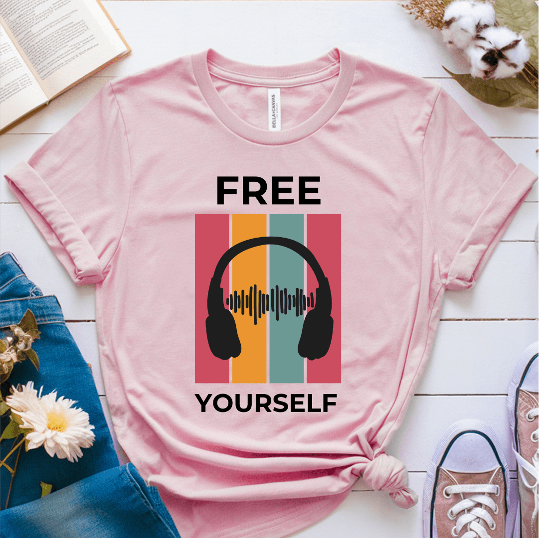 T-Shirt Pink / S Music Teacher Retro Headphones T-Shirt