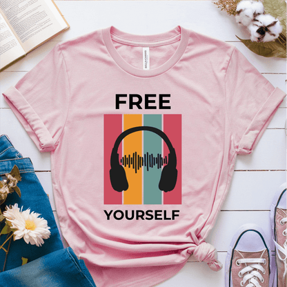 T-Shirt Pink / S Music Teacher Retro Headphones T-Shirt