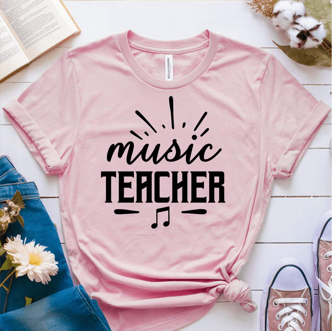 T-Shirt Pink / S Music Teacher Text T-Shirt