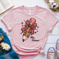 T-Shirt Pink / S Personalized Name Pencil Pattern Bow Hearts T-Shirt