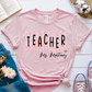 T-Shirt Pink / S Personalized Teacher Name Floral Block Design T-Shirt