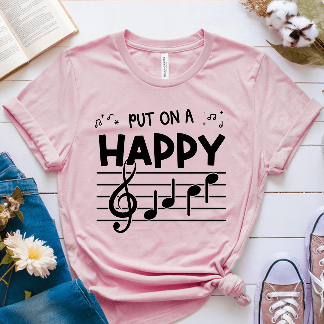 T-Shirt Pink / S Put On A Happy Face (Music) T-Shirt