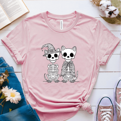 T-Shirt Pink / S Skeleton Cat Dog T-Shirt