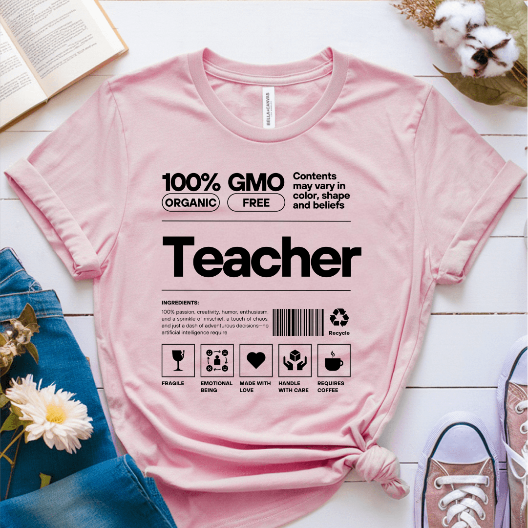 T-Shirt Pink / S Teacher GMO Description T-Shirt